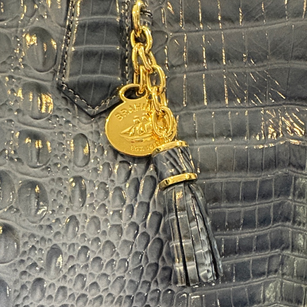 Brahmin Blue Croc-Embossed Tote - Picture 3 of 11